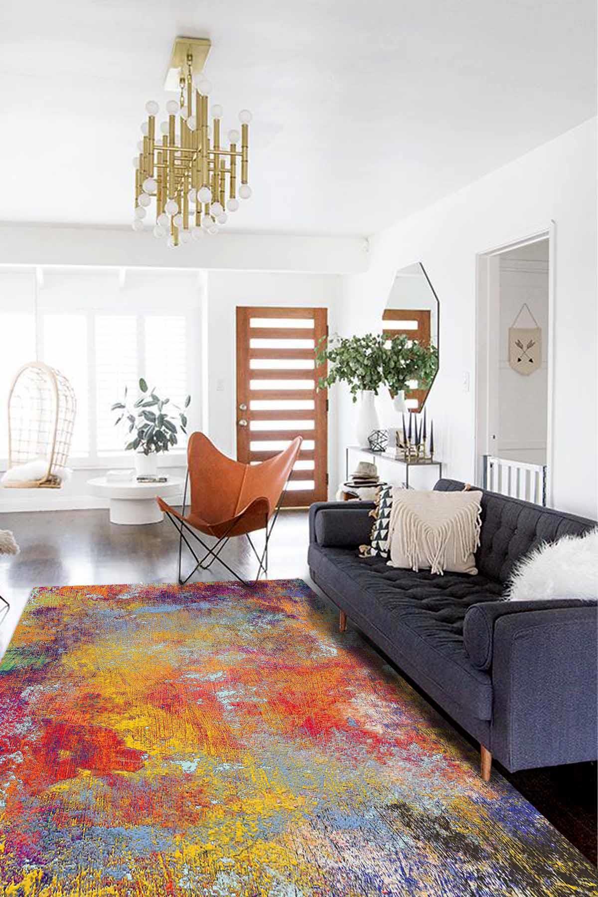 Aida Home Gaudi Krem 0.5 mm Pamuk Antibakteriyel Yıkanabilir Kaymaz Dikdörtgen Makine Dokuma Salon Halısı 170x250 cm