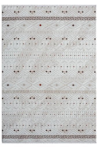 Kreasyon Halı MX004 Krem 8 mm Polyester Yıkanabilir Kalın Dikdörtgen Makine Dokuma Salon Halısı 125x200 cm