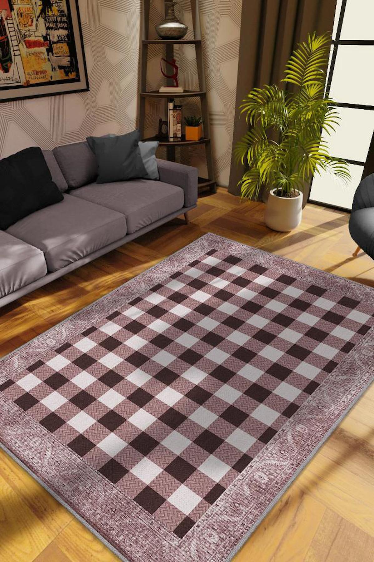 Homshtag Çok Renkli 4 mm Pamuk Antistatik Yıkanabilir İnce Kaymaz Dikdörtgen Makine Dokuma Salon Halısı 40x60 cm