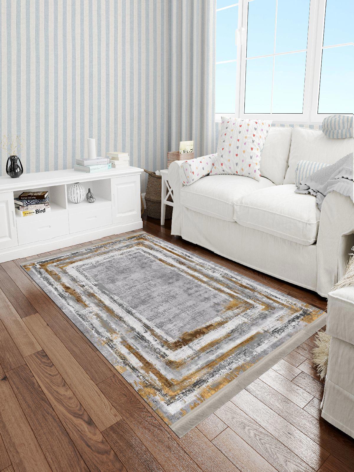 Enbe Collection E-DK5226A Çok Renkli 5 mm Pamuk Antibakteriyel Yıkanabilir Orta Kaymaz Dot Taban Dikdörtgen Makine Dokuma Oturma Odası Halısı 200x290 cm