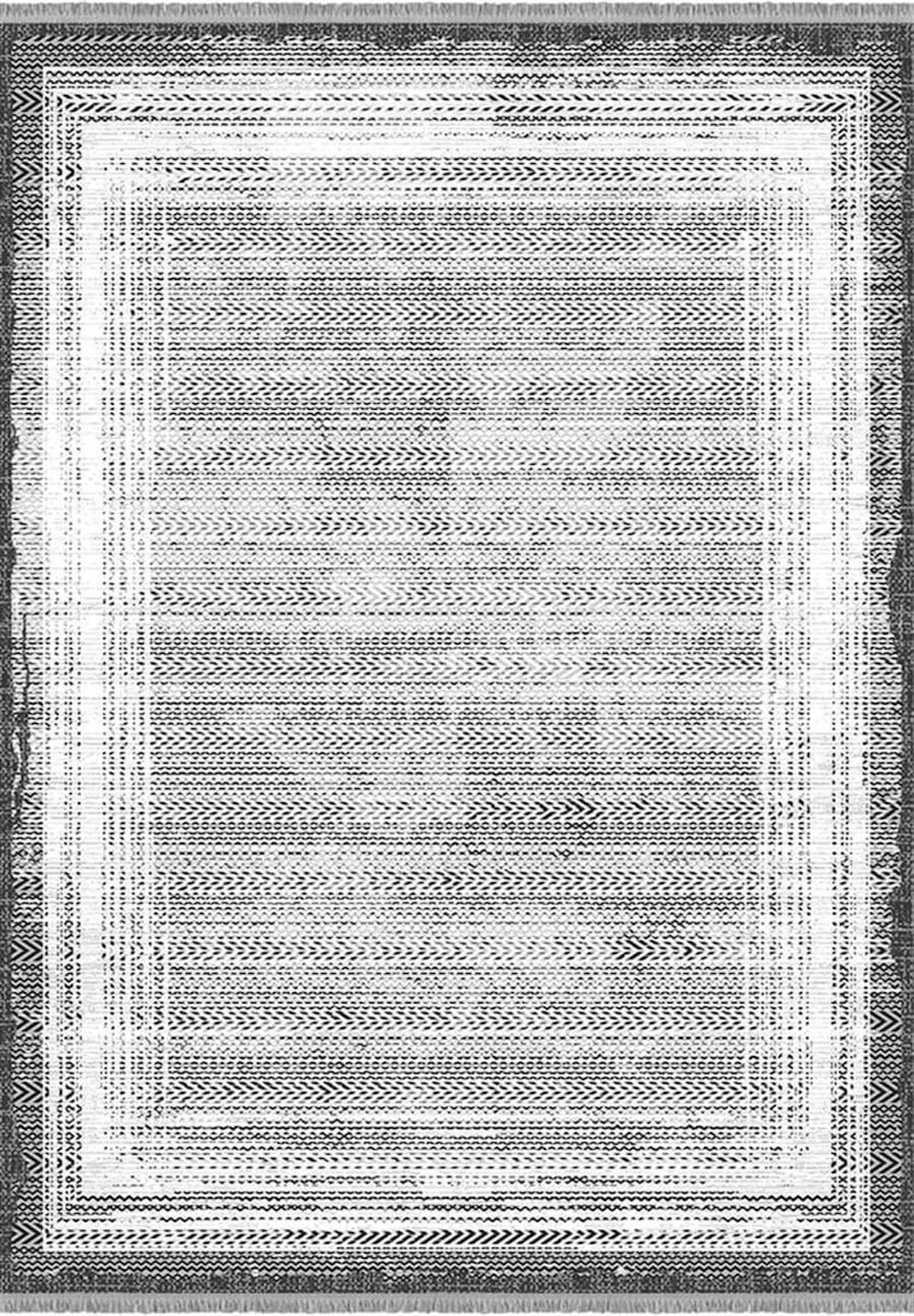 İpek Mekik Halı Roxanne 17188 Gri 8 mm Akrilik Yıkanabilir İnce Kaymaz Pamuk Taban Dikdörtgen Makine Dokuma Antre-Çocuk Odası-Salon-Yatak Odası Halısı 160x350 cm