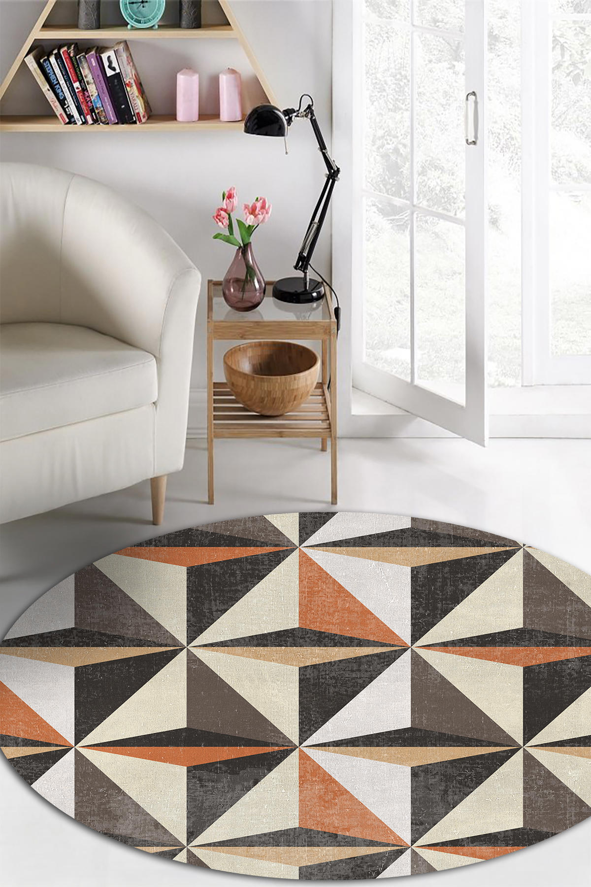 Aida Home Oraf Krem 0.5 mm Pamuk Antibakteriyel Yıkanabilir İnce Kaymaz Şönil Taban Dikdörtgen Makine Dokuma Salon Halısı 100x100 cm