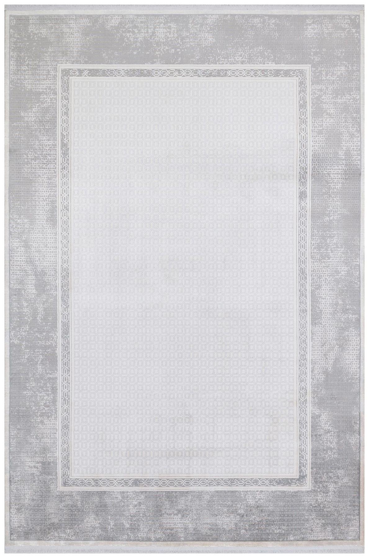 Türkmen Halı Queen QN04 Gri 0.8 mm Akrilik Tüy Tutmaz-Yumuşak Yıkanabilir İnce Dikdörtgen Makine Dokuma Antre-Oturma Odası-Salon-Yatak Odası Halısı 80x150 cm