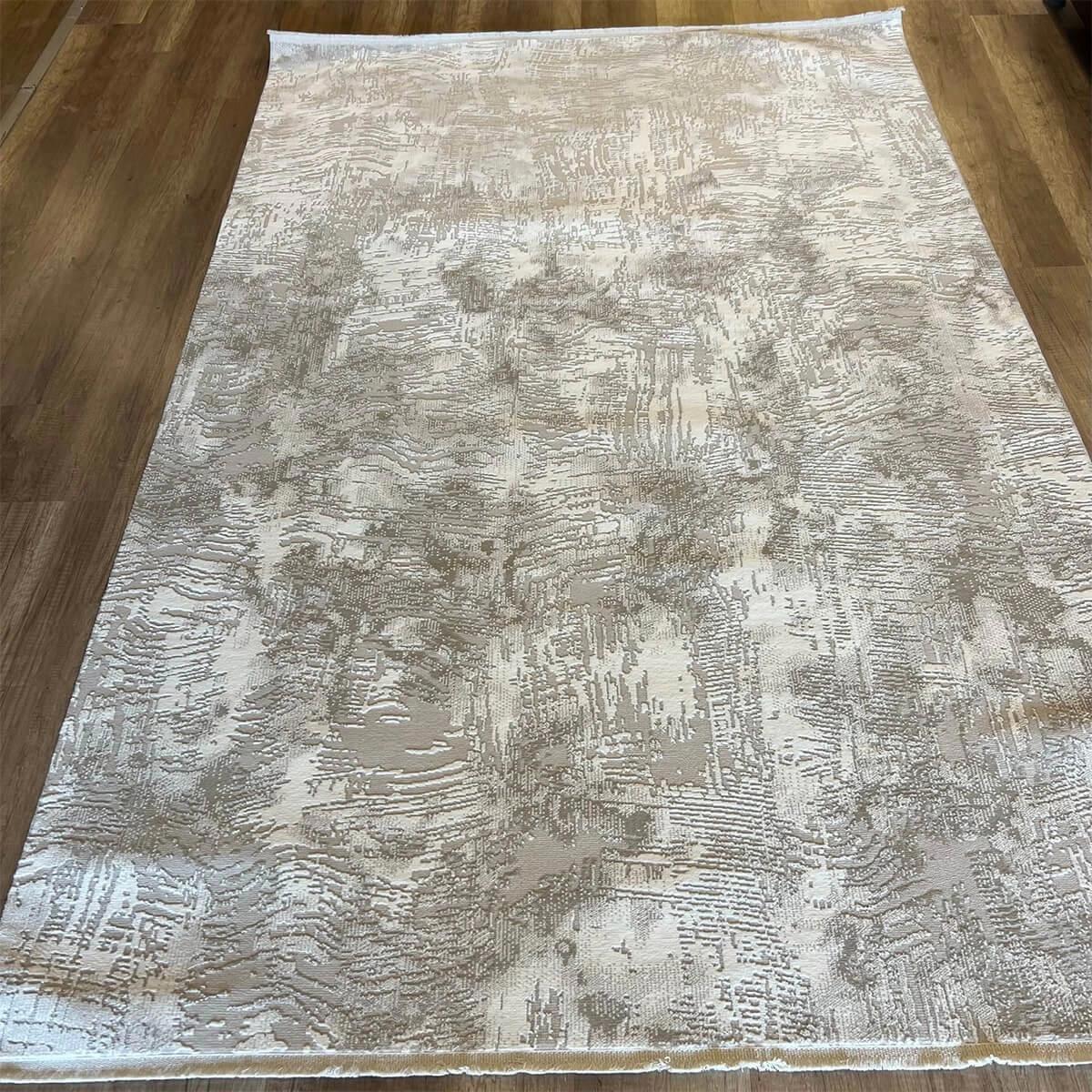 İpek Mekik Halı Gordion 16152 Bej-Krem 10 mm Polyester Toz Tutmaz Yıkanabilir Orta Kaymaz Pamuk Taban Dikdörtgen Makine Dokuma Antre-Çocuk Odası-Salon-Yatak Odası Halısı 80x150 cm