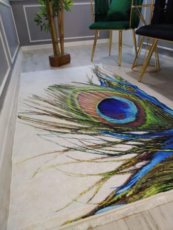 Doruklar Home Collection Krem 0.8 mm Mikropolyester Yıkanabilir Kalın Kaymaz Taban Dikdörtgen Makine Dokuma Salon Halısı 80x650 cm