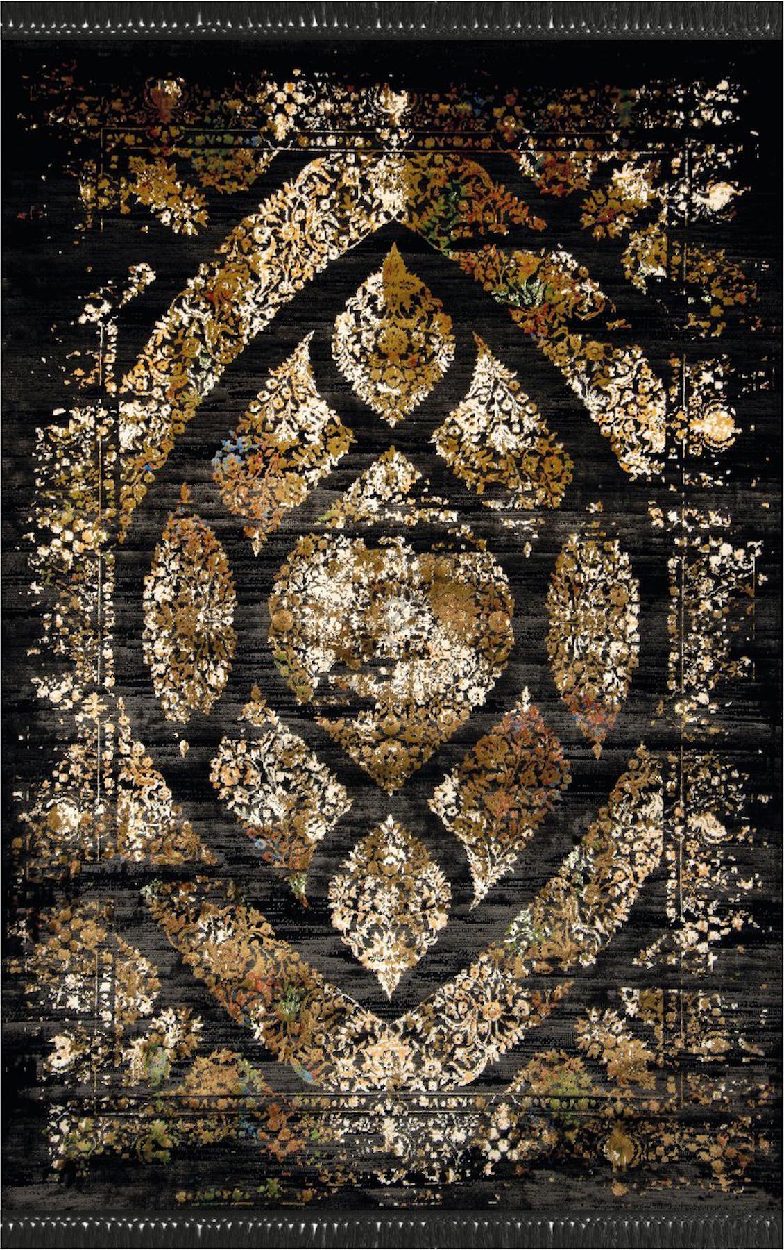 Toprak Halı Lara 9401 Çok Renkli 7 mm Polyester Toz Tutmaz Yıkanabilir İnce Dikdörtgen Makine Dokuma Antre-Oturma Odası-Salon-Yatak Odası Halısı 160x230 cm