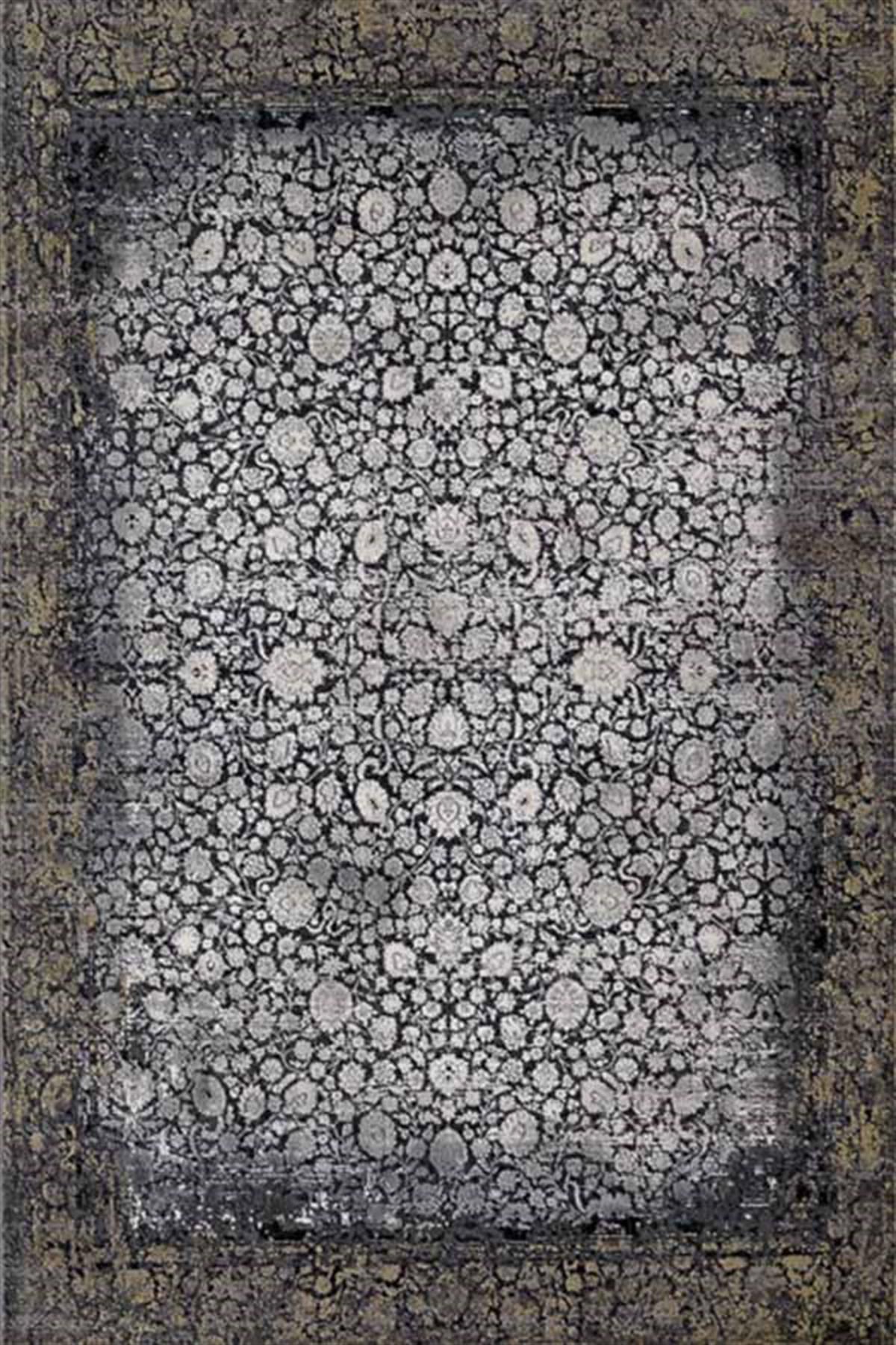 Merinos Rodin 34673 Gri 8 mm Akrilik Yumuşak Yıkanabilir Kalın Kaymaz Dikdörtgen Makine Dokuma Salon Halısı 150x200 cm
