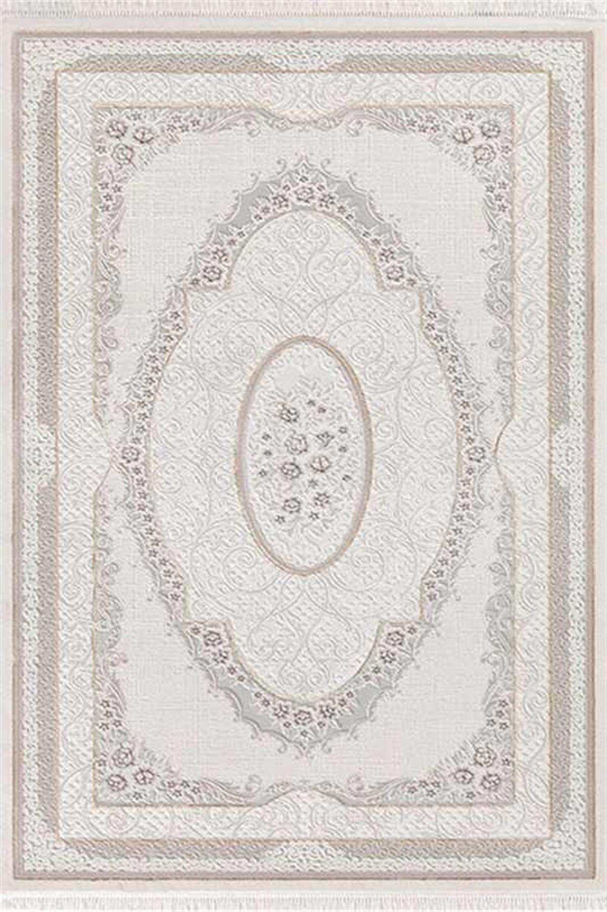 Efsane Halı Moonlight ML001630 Krem 12 mm Akrilik Silinebilir Yıkanabilir Orta Kaymaz Dikdörtgen Makine Dokuma Oturma Odası Halısı 120x180 cm