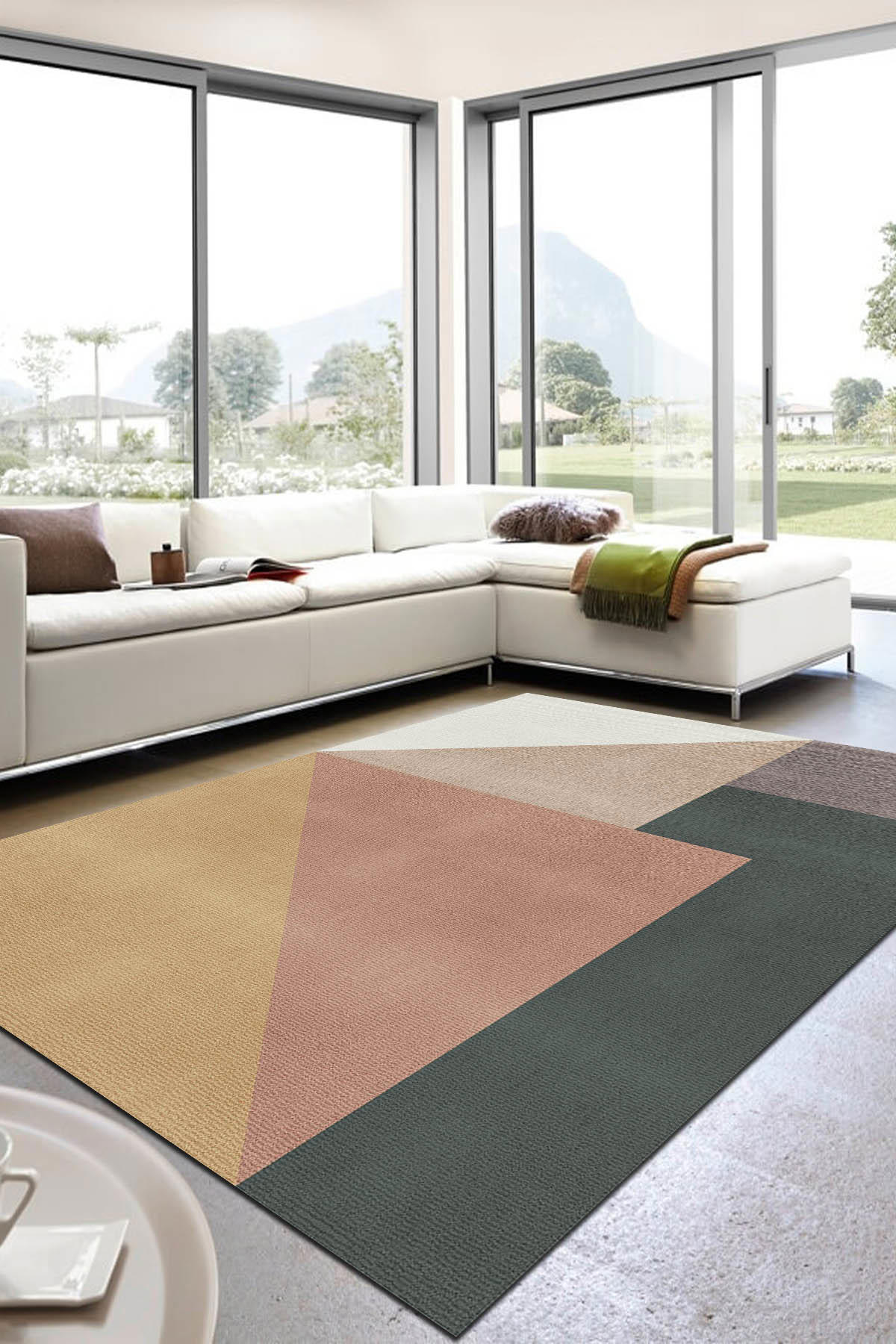 İlyaki Home Fobcolors Krem 0.5 mm Pamuk Antibakteriyel Yıkanabilir Orta Kaymaz Dikdörtgen Makine Dokuma Salon Halısı 200x290 cm