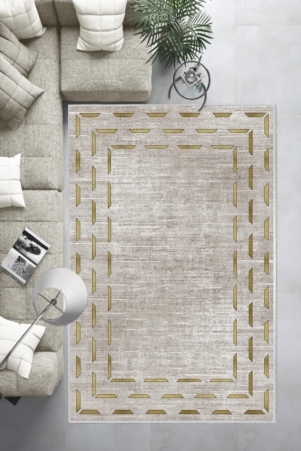 Aldora Kahverengi 0.8 mm Polipropilen Yıkanabilir Orta Kaymaz Deri Taban Dikdörtgen Makine Dokuma Salon Halısı 160x230 cm