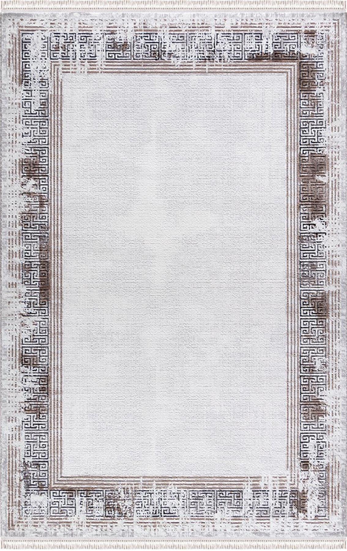 Merinos Rodin 60894 Vizon 8 mm Akrilik Toz Tutmaz Yıkanabilir Kalın Kaymaz Dikdörtgen Makine Dokuma Salon Halısı 80x200 cm
