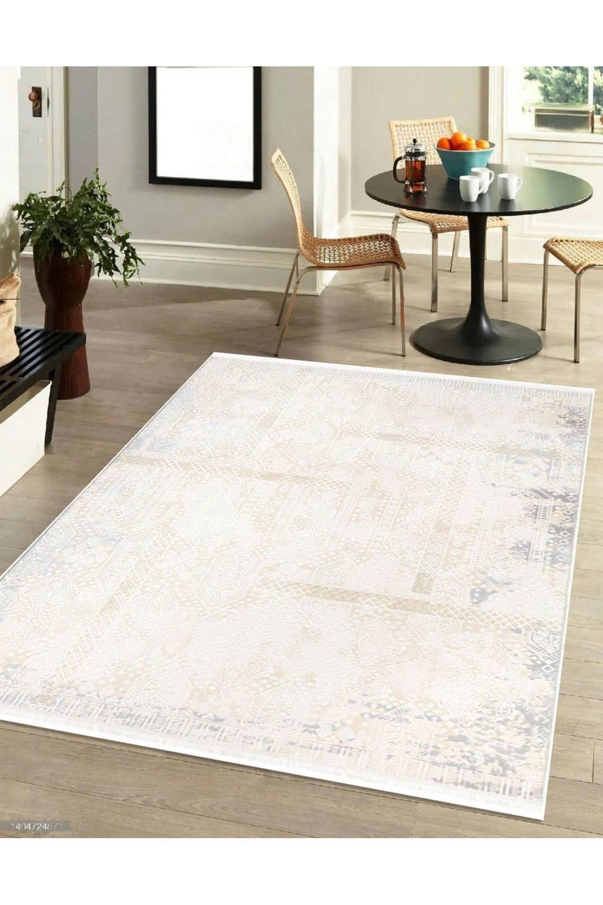 İpek Mekik Halı Gaspara Mavi - Vizon 10 mm Akrilik Yıkanabilir Orta Kaymaz Pamuk Taban Dikdörtgen Makine Dokuma Antre-Çocuk Odası-Salon-Yatak Odası Halısı 160x230 cm