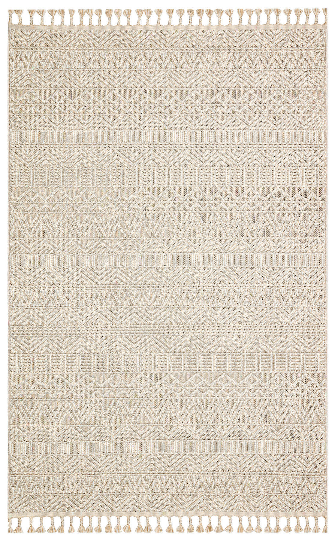 Eko Halı SH14 Krem 10 mm Polipropilen Silinebilir Yıkanabilir Orta Kaymaz Dikdörtgen Makine Dokuma Oturma Odası-Salon Halısı 120x180 cm