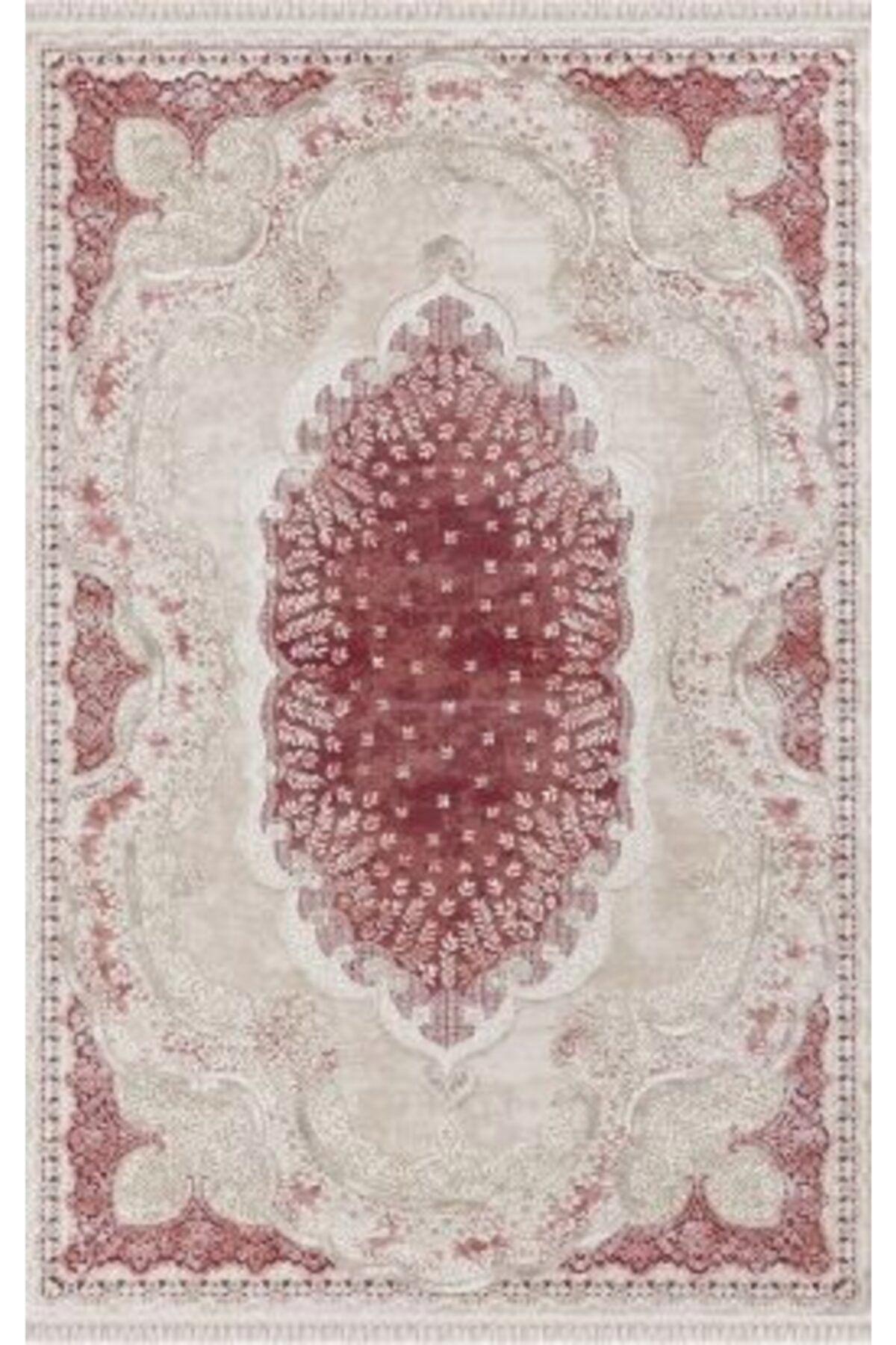 Merinos  Kırmızı 8 mm Akrilik Yıkanabilir Kalın Kaymaz Dikdörtgen Makine Dokuma Salon Halısı 120x180 cm