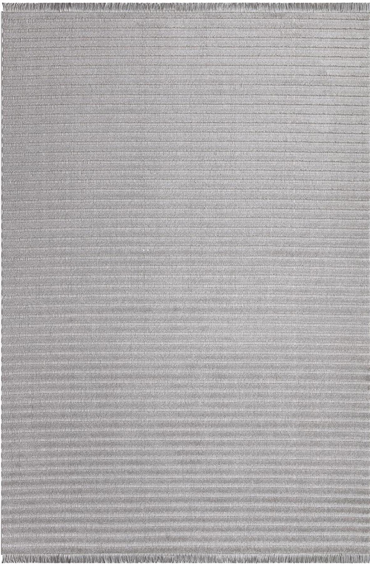 İpek Mekik Halı Almond 11402 Gri 8 mm Polyester Toz Tutmaz Yıkanabilir Orta Kaymaz Pamuk Taban Dikdörtgen Makine Dokuma Antre-Çocuk Odası-Salon-Yatak Odası Halısı 180x350 cm