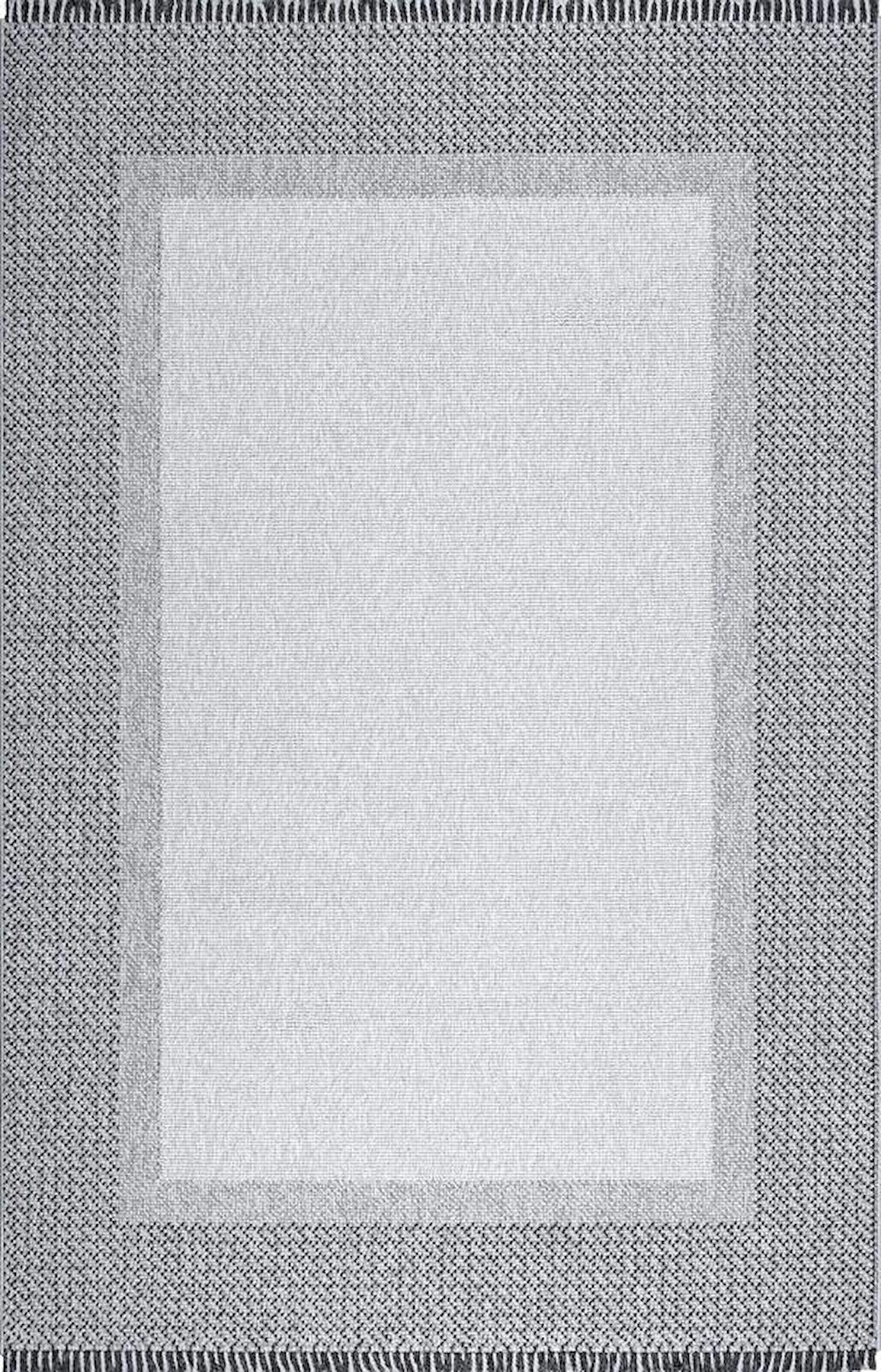 Sanat Halı Lora Plus 3748 Gri 7 mm Polyester Antibakteriyel Yıkanabilir Kalın Kaymaz Lateks Taban Dikdörtgen Makine Dokuma Salon Halısı 100x150 cm