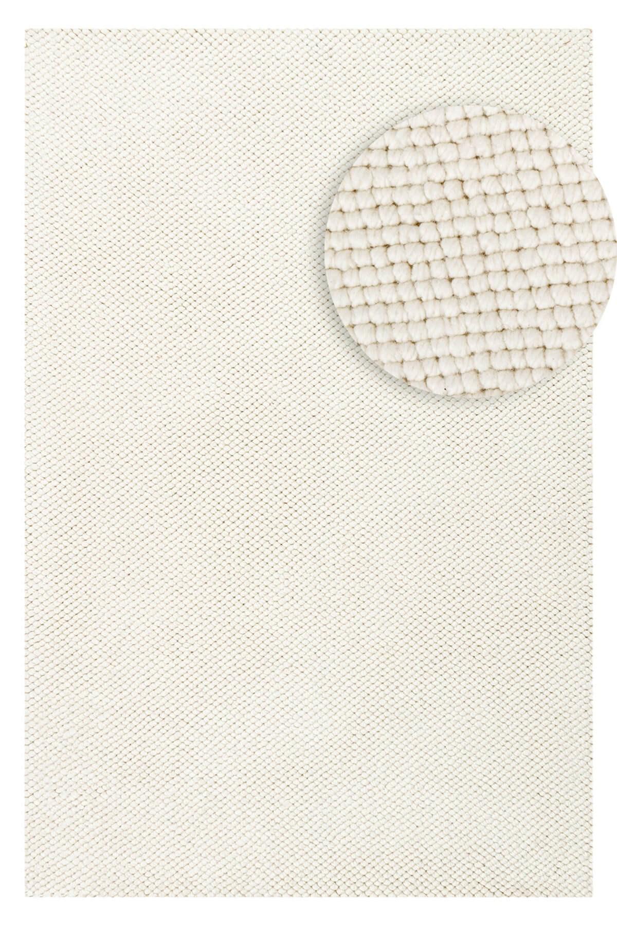 Saraz Halı Beyaz 13 mm Polyester Antibakteriyel Yıkanabilir Kalın Kaymaz Lateks Taban Dikdörtgen Makine Dokuma Salon Halısı 160x230 cm