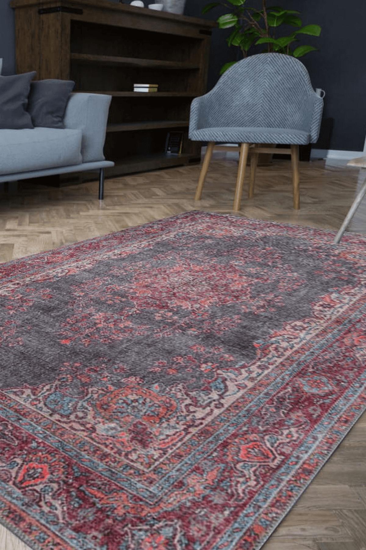 Artloop AL-93 Çok Renkli 4 mm Polyester Yıkanabilir İnce Kaymaz Jüt Taban Dikdörtgen Makine Dokuma Salon Halısı 120x200 cm