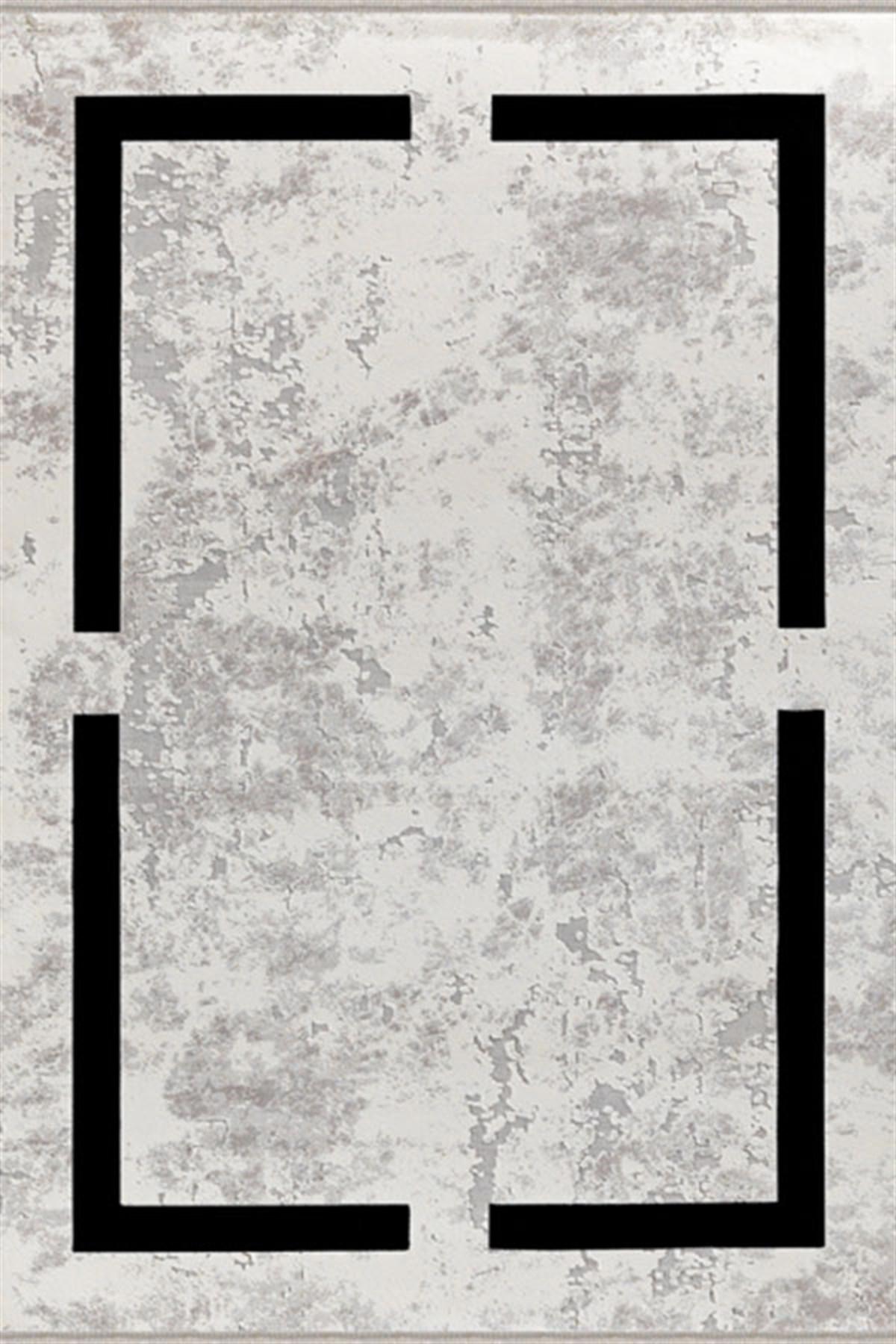 Dinarsu Electra 34218 Siyah 12 mm Akrilik Silinebilir Yıkanabilir Orta Kaymaz Dikdörtgen Makine Dokuma Oturma Odası Halısı 100x300 cm