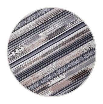 Dijidekor Köln Kahverengi 7 mm Polyester Yıkanabilir Orta Kaymaz Dot Taban Yuvarlak Makine Dokuma Salon Halısı 80x150 cm