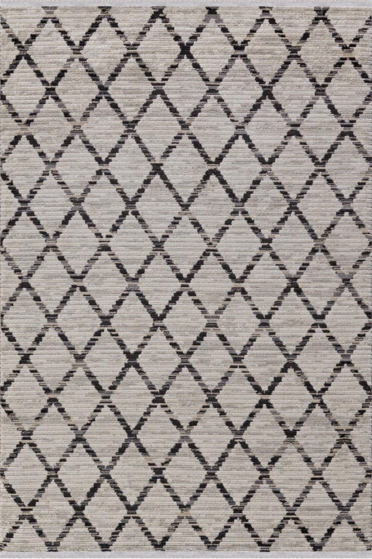 Dinarsu Nero 36481 Bej 8 mm Pamuk Silinebilir Yıkanabilir Orta Kaymaz Dikdörtgen Makine Dokuma Salon Halısı 160x230 cm