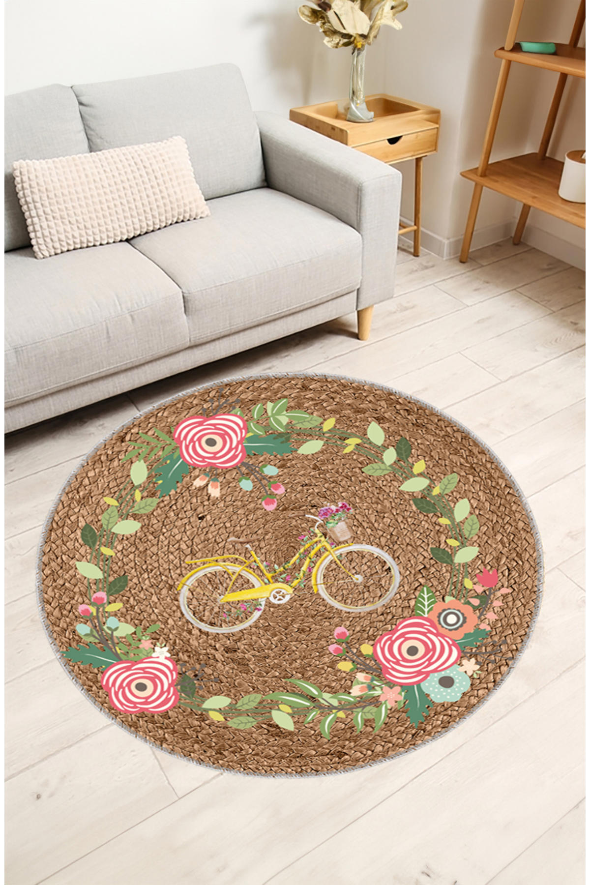 Artizon ART-Y-006 Kahverengi 0.8 mm Polyester Toz Tutmaz Yıkanabilir İnce Kaymaz Dot Taban Yuvarlak Makine Dokuma Salon Halısı 80x300 cm