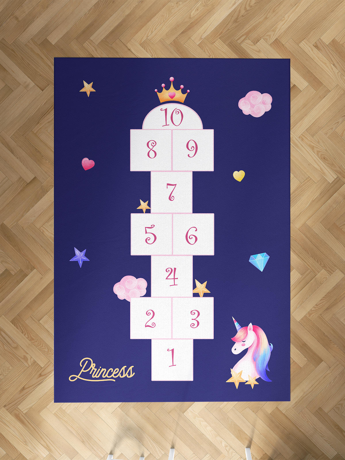 Mekta Home Unicorn-Seksekli Çok Renkli 10 mm Antibakteriyel Yıkanabilir İnce Kaymaz Dot Taban Dikdörtgen Makine Dokuma Çocuk Odası Halısı 80x150 cm