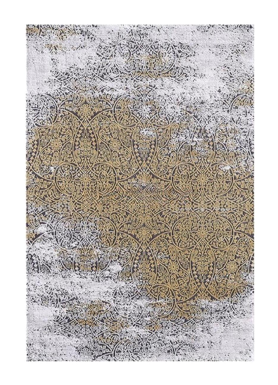 Mevlana Bazaar Corfu 16352Y Çok Renkli 6 mm İpek-Yün Antibakteriyel Yıkanabilir İnce Kaymaz Örme Taban Dikdörtgen Makine Dokuma Salon Halısı 200x225 cm