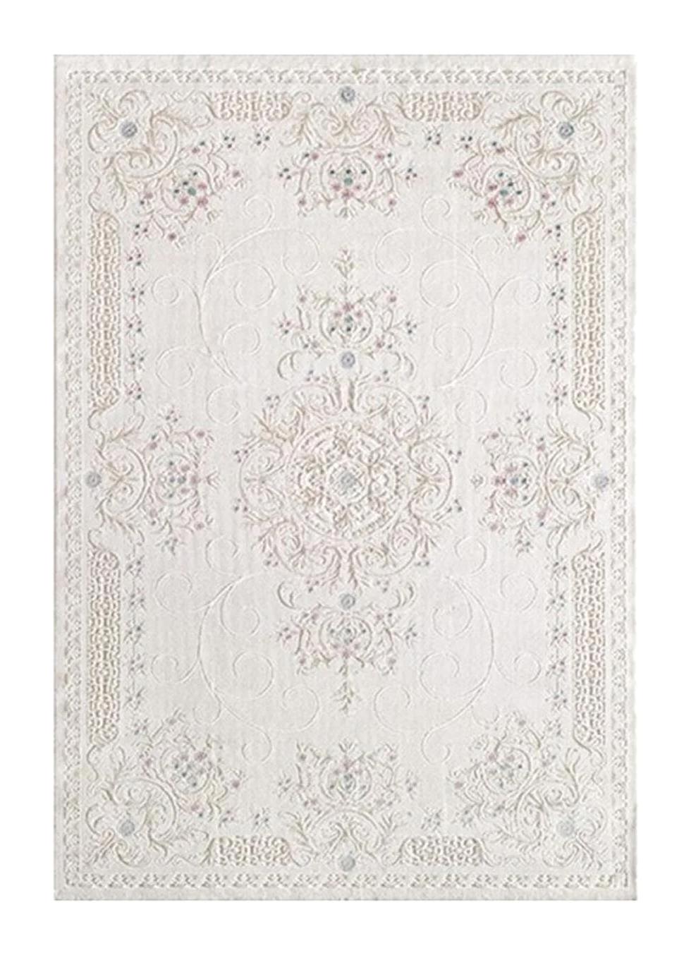 Pierre Cardin Adrasan 3175A Krem-Vizon 13 mm Akrilik Yumuşak Yıkanabilir İnce Kaymaz Dikdörtgen Makine Dokuma Salon Halısı 100x150 cm