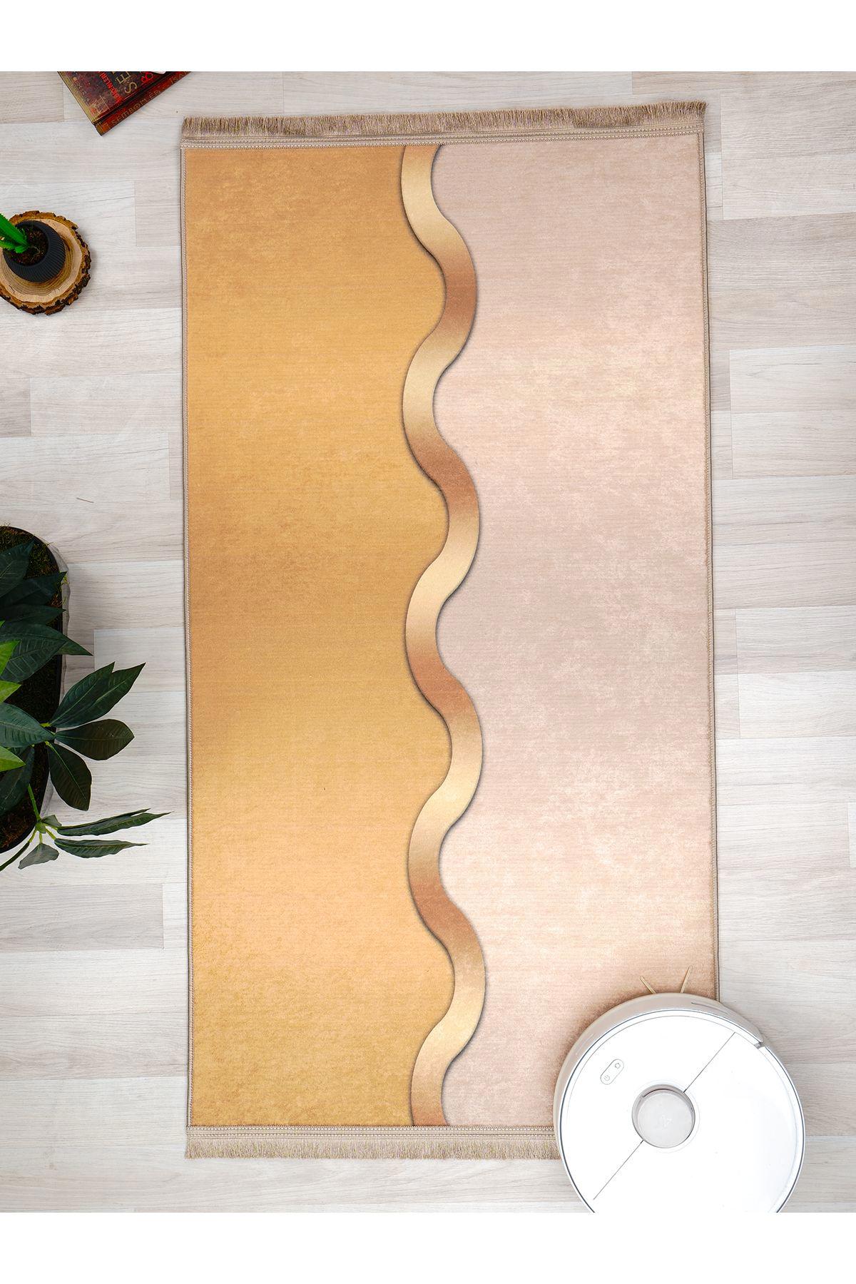 İnspira Krem 12 mm Polyester Kaymaz Taban Dikdörtgen Halı 60x100 cm