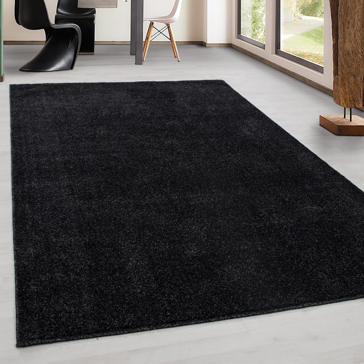 Wide Shop Antrasit 8 mm Polipropilen Antialerjenik Yıkanabilir Orta Kaymaz Taban Dikdörtgen Makine Dokuma Salon Halısı 200x290 cm
