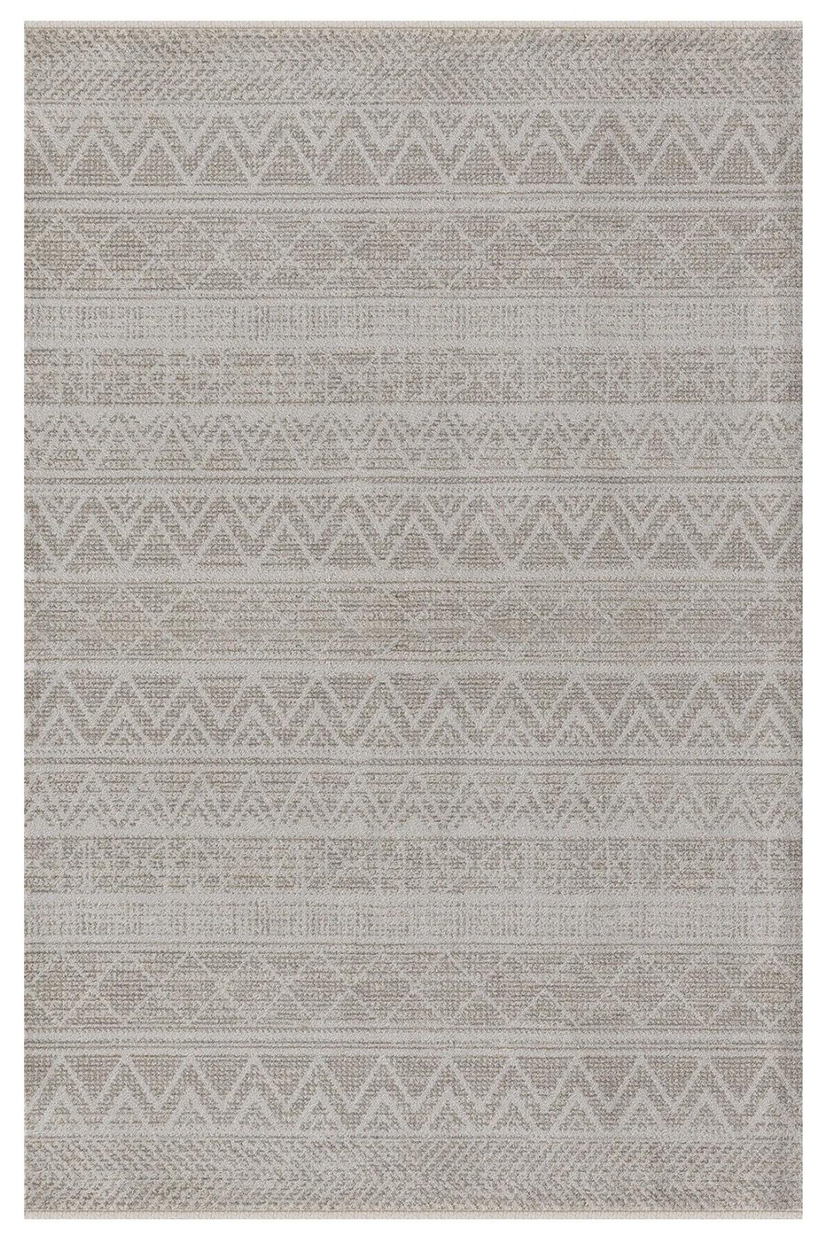 Padişah Truva 36121 Krem 10 mm Polyester Antibakteriyel Yıkanabilir İnce Kaymaz Dikdörtgen Makine Dokuma Salon Halısı 180x475 cm