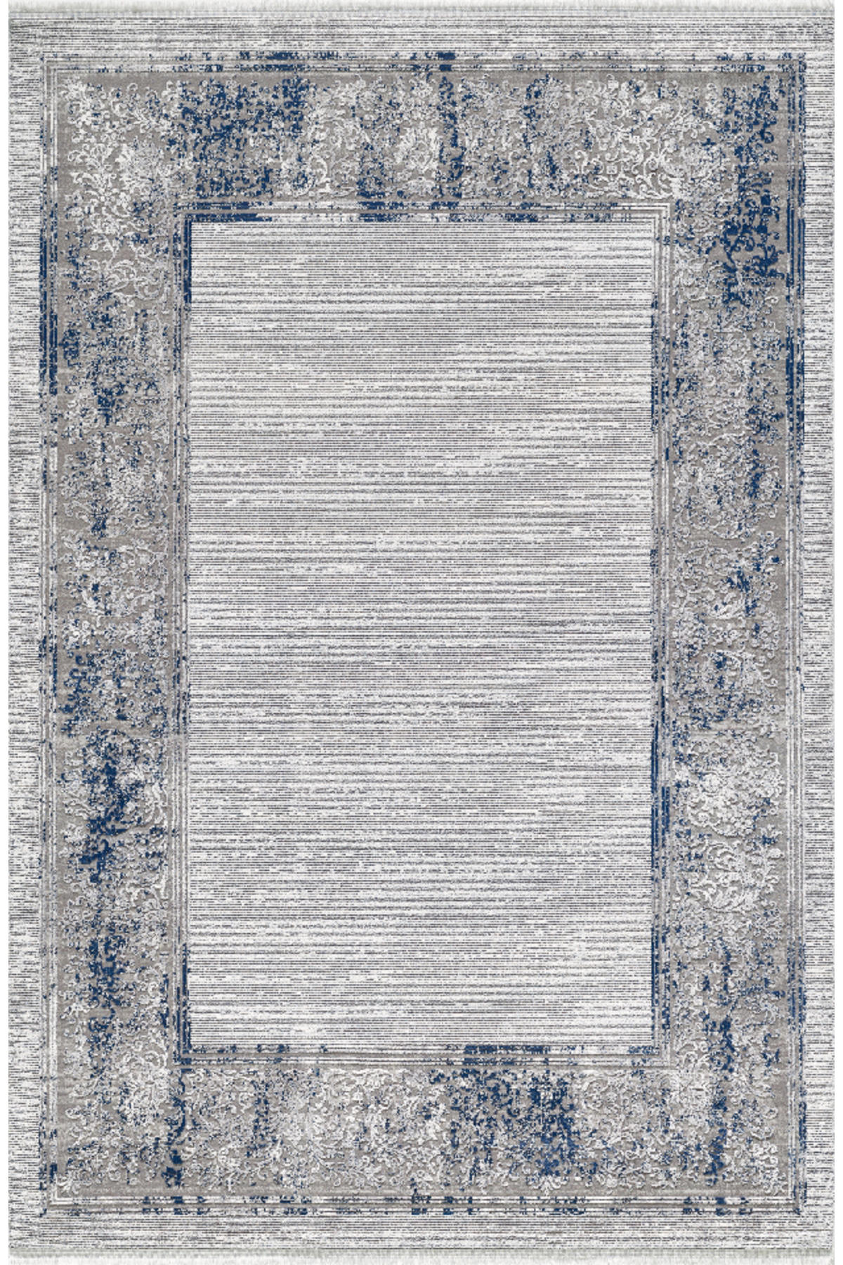 Pierre Cardin Marcel Gri-Lacivert 7 mm Viskon Yumuşak Yıkanabilir İnce Kaymaz Dikdörtgen Makine Dokuma Salon Halısı 200x290 cm