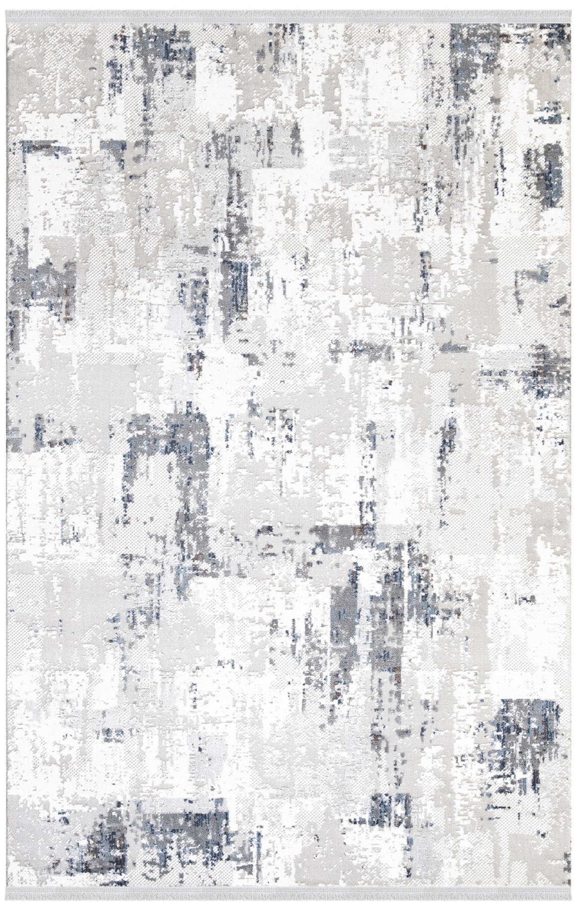 İpek Home Filiya 11250 Beyaz-Mavi 8 mm Akrilik Yıkanabilir Orta Kaymaz Pamuk Taban Dikdörtgen Makine Dokuma Antre-Çocuk Odası-Salon-Yatak Odası Halısı 80x150 cm