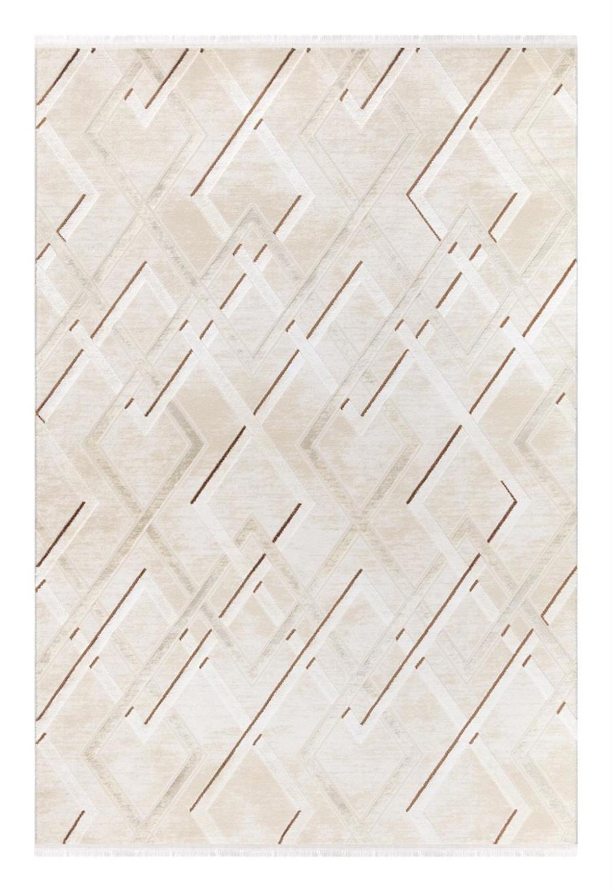 İpek Mekik Halı Gaspara 14961 Vizon 11 mm Akrilik Yıkanabilir Orta Kaymaz Pamuk Taban Dikdörtgen Makine Dokuma Antre-Çocuk Odası-Salon-Yatak Odası Halısı 80x150 cm