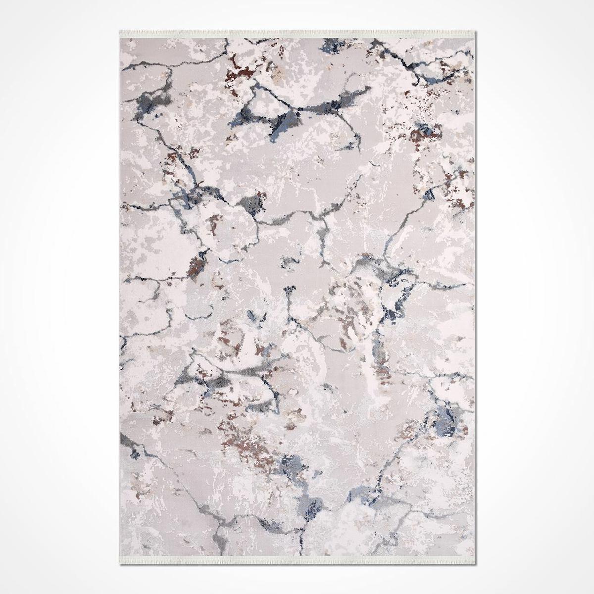 Crea Halı Lara 8404A Krem 6 mm Akrilik Toz Tutmaz Yıkanabilir Orta Soyut Temalı Dikdörtgen Makine Dokuma Salon Halısı 100x550 cm