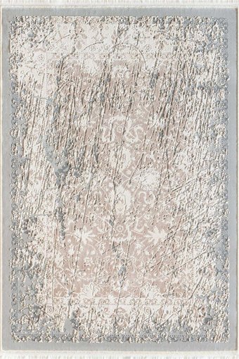 Atlas Halı Girit GR01A Gri Akrilik Yıkanabilir İnce Kaymaz Jüt Taban Dikdörtgen Makine Dokuma Salon Halısı 160x230 cm