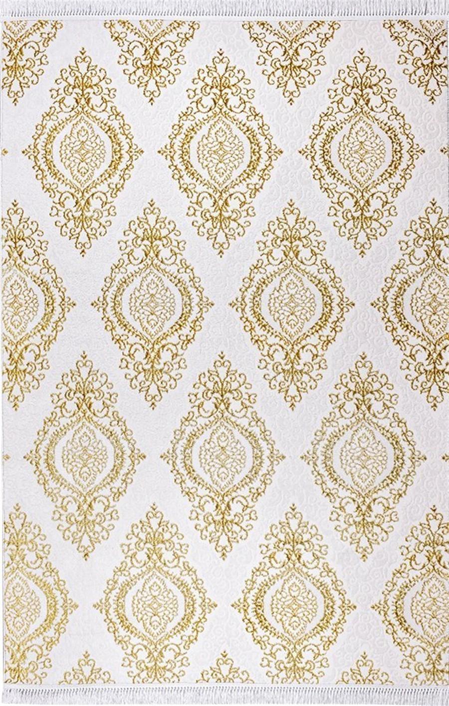 Kreasyon Halı Luna 9101 Krem Akrilik Yıkanabilir Kalın Pamuk Taban Dikdörtgen Makine Dokuma Salon Halısı 80x500 cm
