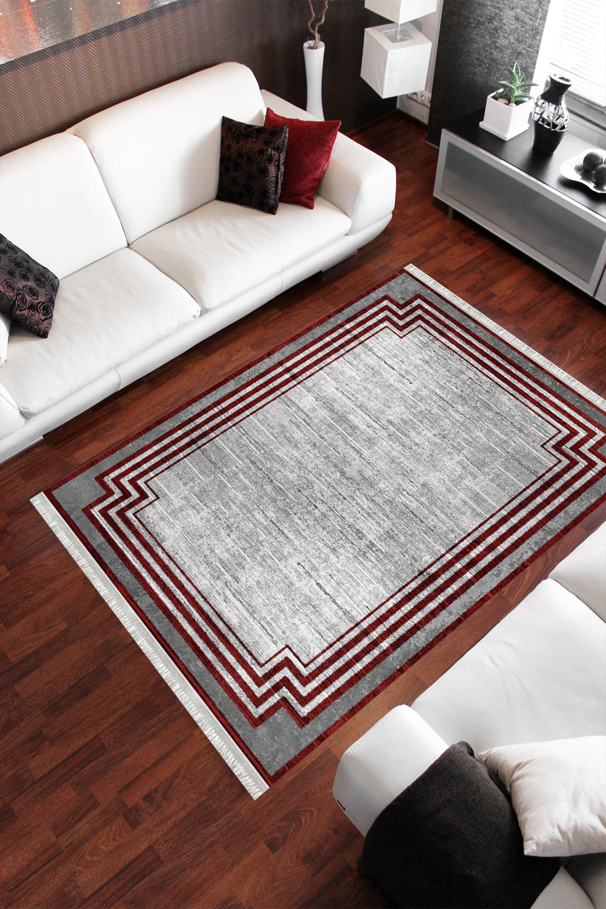 Homier Collection H-MD-0081A Çok Renkli 7 mm Pamuk Antibakteriyel Yıkanabilir Orta Kaymaz Dot Taban Dikdörtgen Makine Dokuma Salon Halısı 100x150 cm