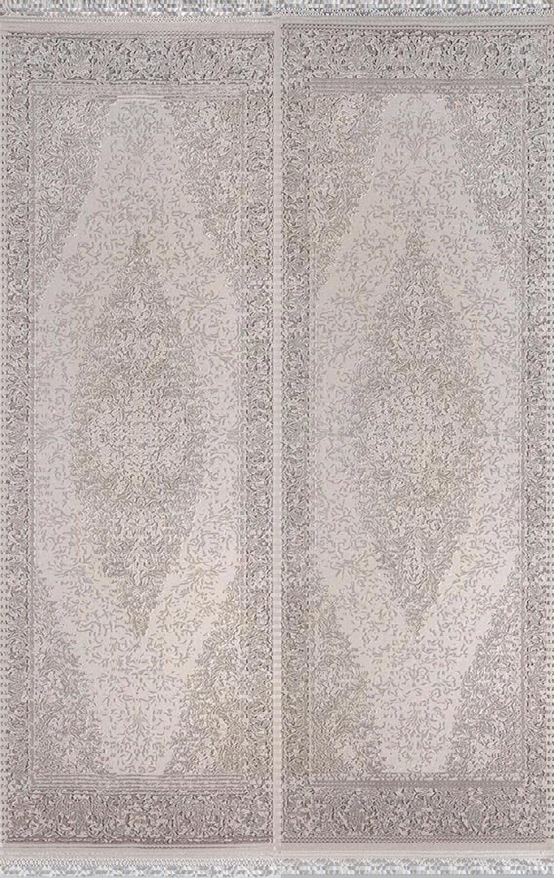 Sanat Halı Delüks 6980 Krem 7 mm Akrilik Yıkanabilir Kalın Kaymaz Lateks Taban Dikdörtgen Makine Dokuma Salon Halısı 120x170 cm