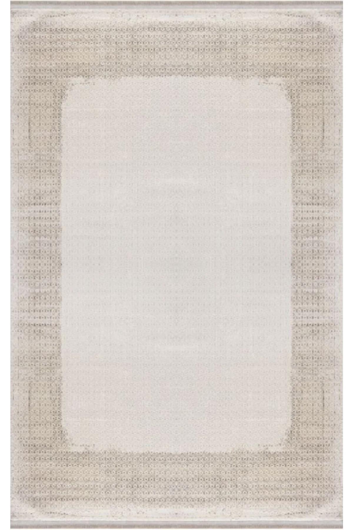 Padişah Aspen 62743 Krem Pamuk Yıkanabilir İnce Kaymaz Jüt Taban Dikdörtgen Makine Dokuma Salon Halısı 140x220 cm