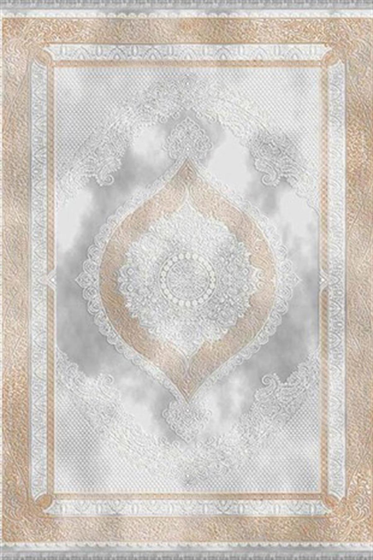 İpek Mekik Halı Blossom 13416 Gri 10 mm Akrilik-Bambu Yıkanabilir Orta Kaymaz Pamuk Taban Dikdörtgen Makine Dokuma Antre-Çocuk Odası-Salon-Yatak Odası Halısı 80x300 cm
