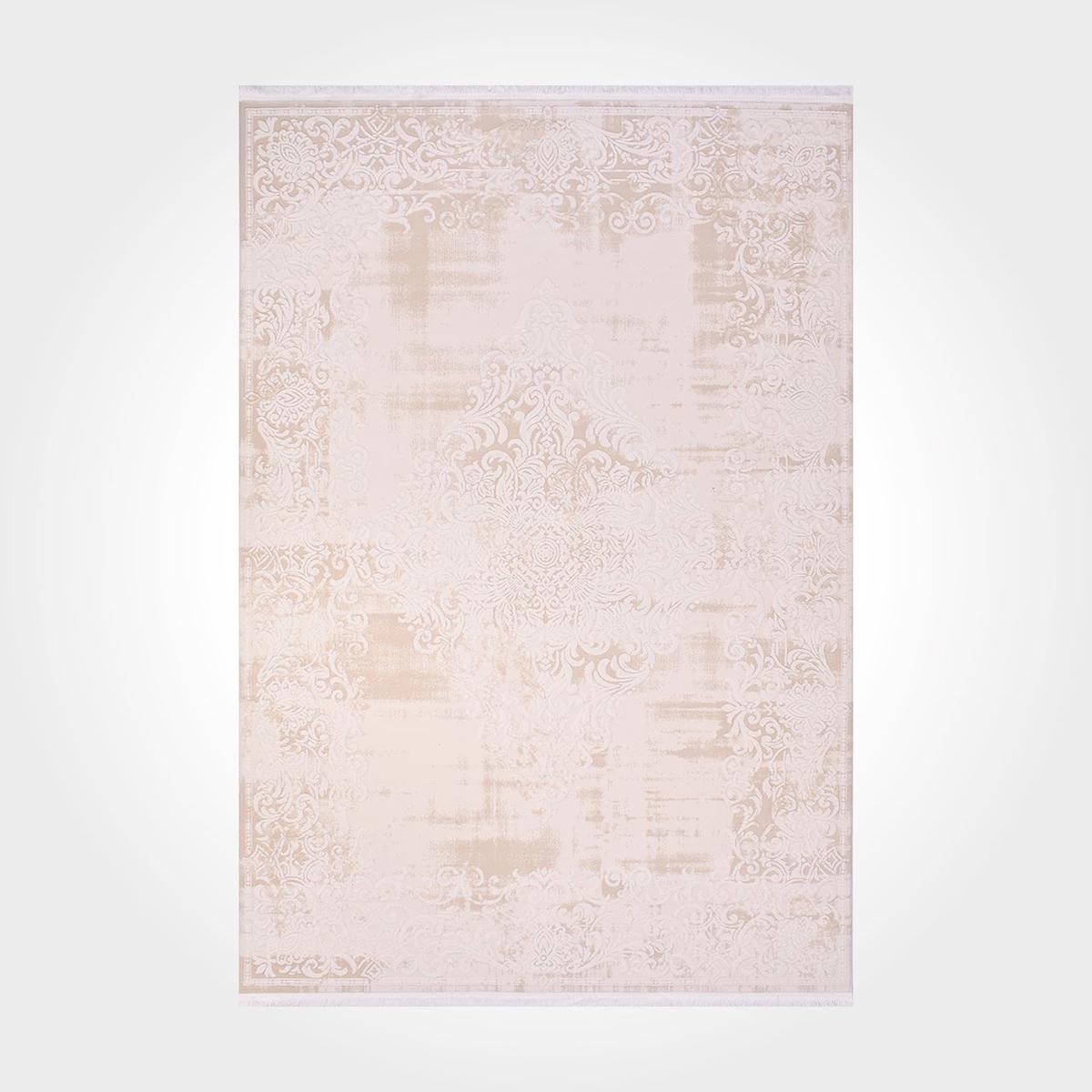 Crea Halı Karen 6110A Krem 11 mm Akrilik Toz Tutmaz Yıkanabilir Orta Dikdörtgen Makine Dokuma Salon Halısı 100x150 cm