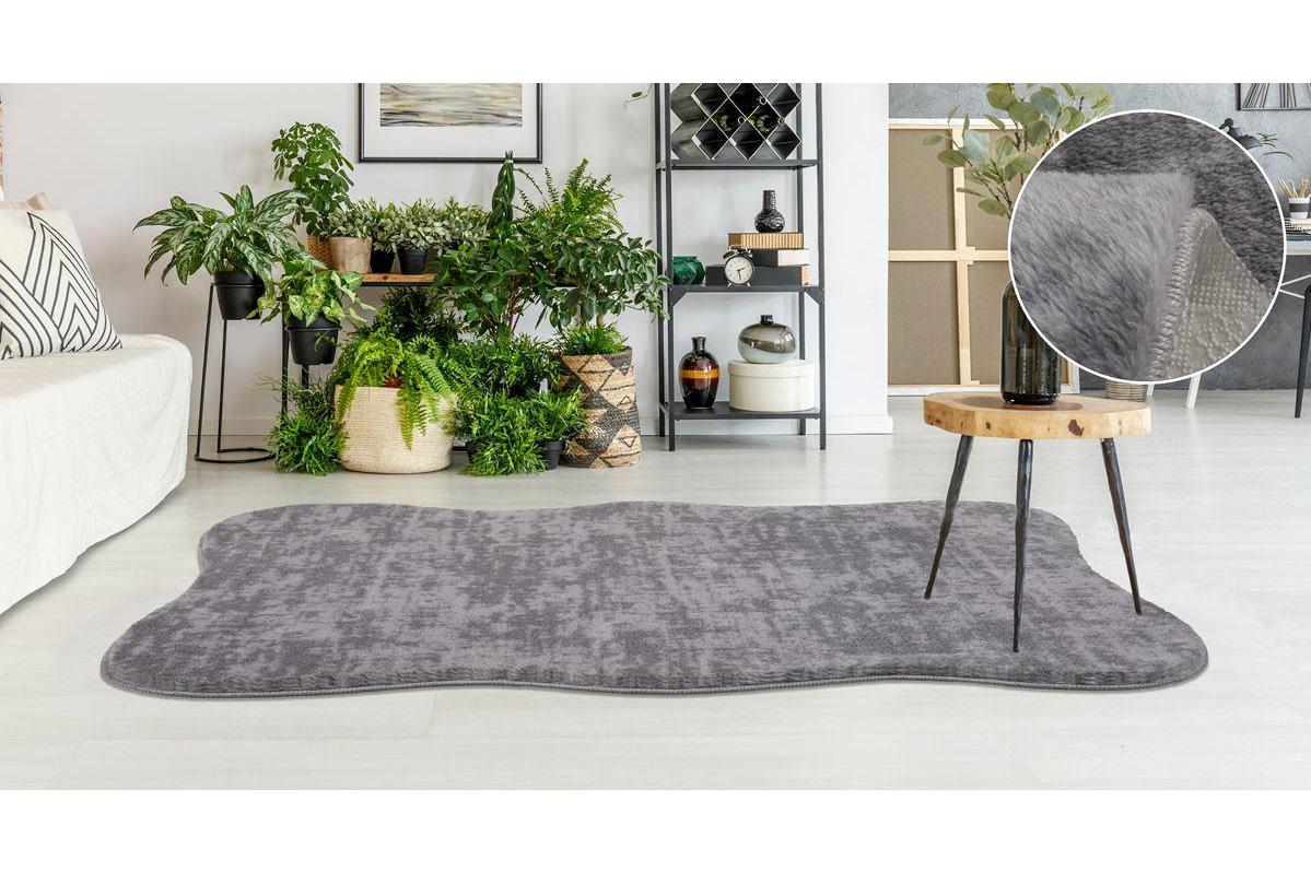 My Evilla Gri 14 mm Polyester Leke Tutmaz Yıkanabilir Kalın Kaymaz Jel Taban Dikdörtgen Makine Dokuma Yatak Odası Halısı 150x200 cm