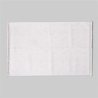 Linens Alisso Ekru 6 mm Polyester Yumuşak Yıkanabilir İnce Kaymaz Dikdörtgen Makine Dokuma Salon Halısı 80x300 cm