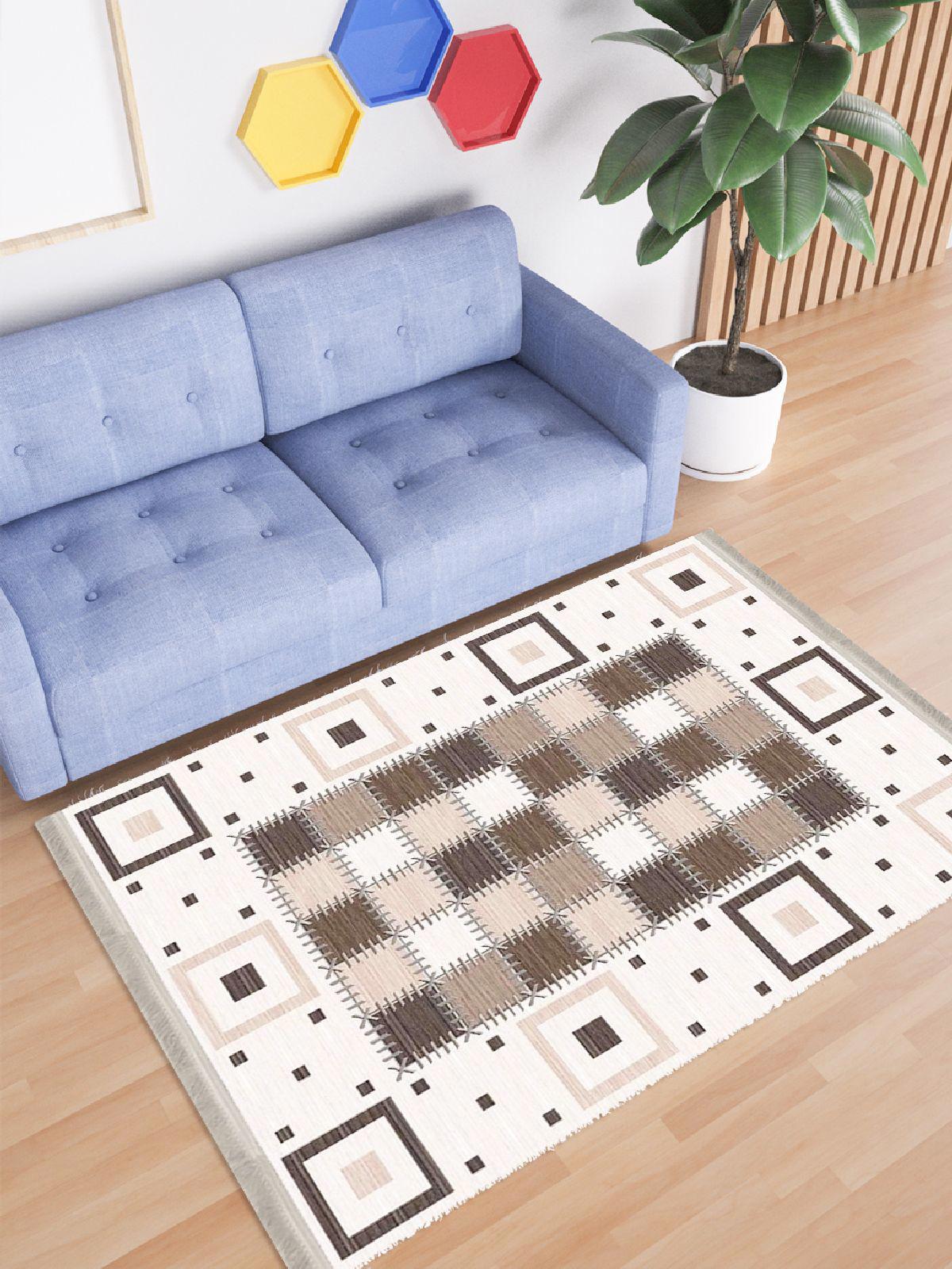 Enbe Collection E-PW8033B Çok Renkli 5 mm Pamuk Silinebilir Yıkanabilir Orta Kaymaz Dot Taban Dikdörtgen Makine Dokuma Oturma Odası Halısı 80x300 cm