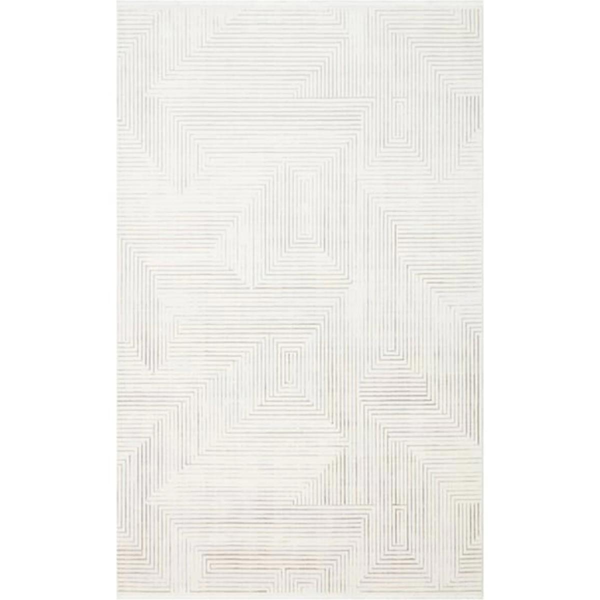 Eko Halı Lykia LYK02 Krem 6-12 mm Akrilik-Polyester Silinebilir Yıkanabilir Orta Kaymaz Dikdörtgen Makine Dokuma Salon Halısı 80x300 cm