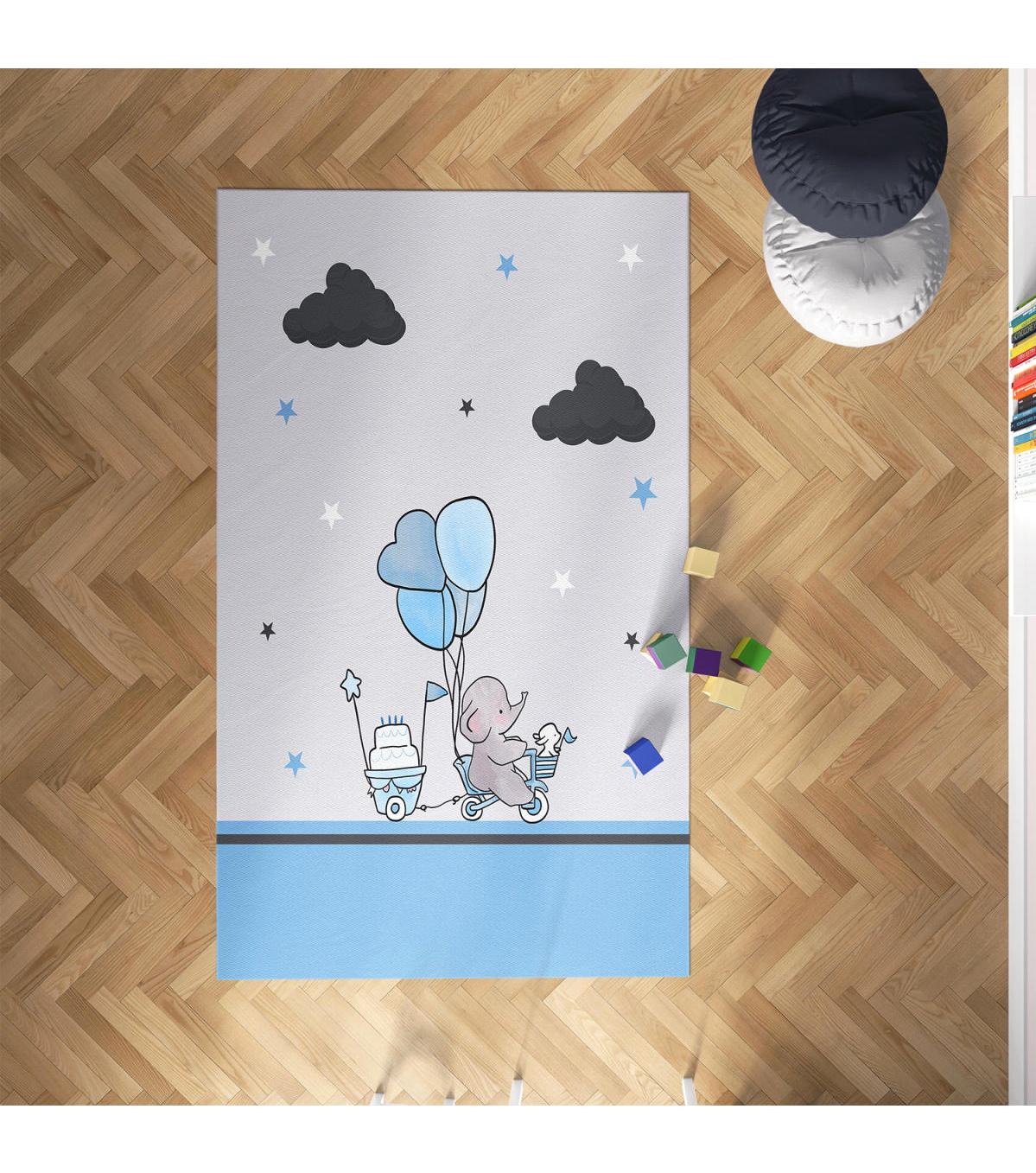 Chiron Baby Ceritti CRTT099 Gri 5 mm Pamuk-Polyester Antialerjenik Yıkanabilir İnce Kaymaz Taban Figürlü Dikdörtgen Makine Dokuma Çocuk Odası Halısı 200x300 cm