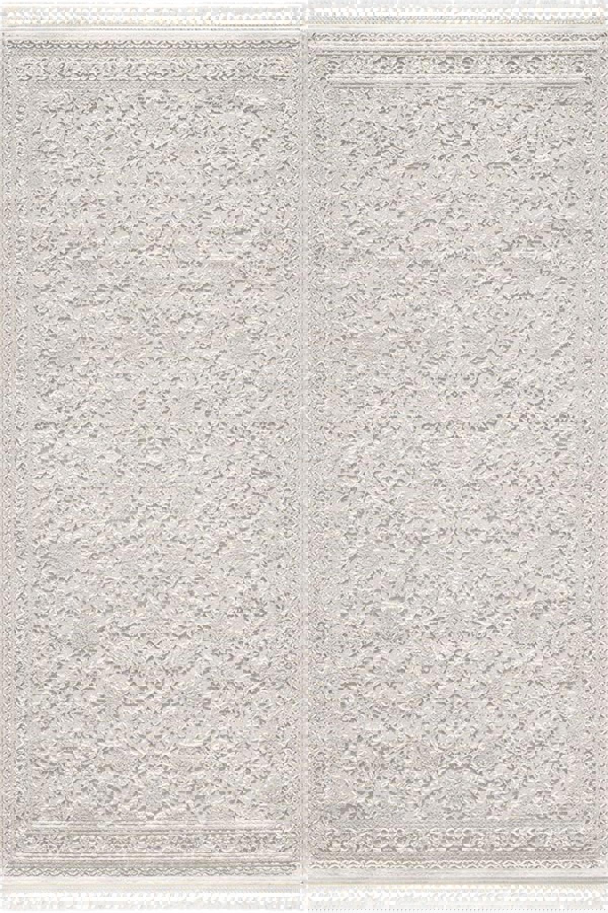Sanat Halı Delüks 6890 Krem 14 mm Akrilik Yıkanabilir Kalın Kaymaz Lateks Taban Dikdörtgen Makine Dokuma Salon Halısı 80x300 cm