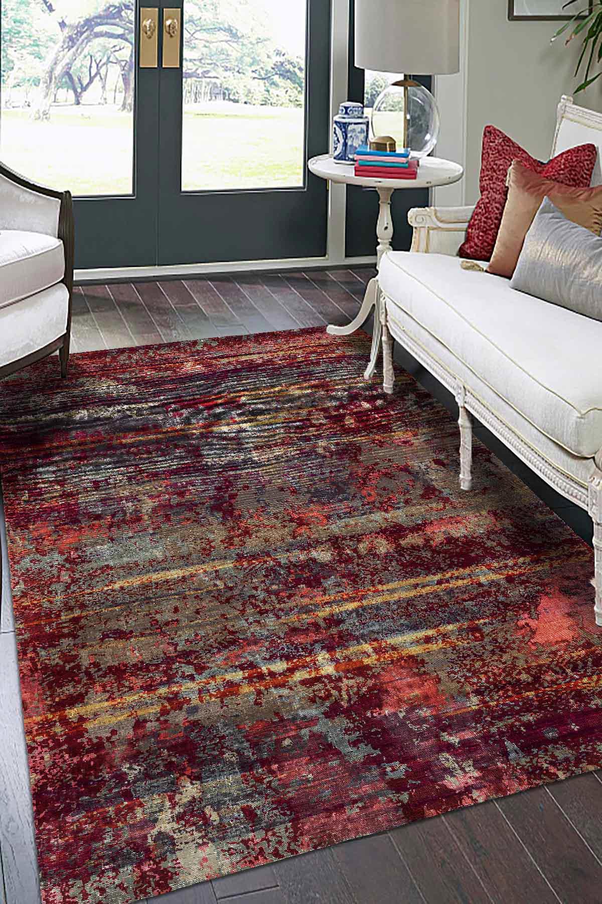 Aida Home Bush Krem 0.5 mm Pamuk Antibakteriyel Yıkanabilir İnce Kaymaz Dot Taban Dikdörtgen Makine Dokuma Salon Halısı 140x220 cm